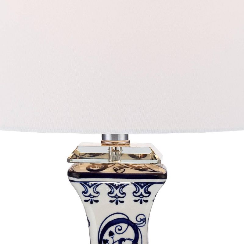 Barnes and Ivy Iris Asian Table Lamp 28" Tall Porcelain Blue Floral Jar Geneva White Drum Shade for Bedroom Living Room Bedside Nightstand Office Kids, 5 of 10