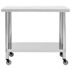 vidaXL Kitchen Work Table, with Wheels 39.4"x17.7"x33.5" Stainless Steel - 3 of 4