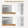 Tall Narrow Bathroom Storage Cabinet with 1 Drawer & 3 Door Cupboard, Adjustable Shelves, Open Shelf, Metal Handles and Hinges - 4 of 4