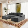 104.3"70.8" Plush Corduroy 3-Piece Modular Sectional Sofa with No Assembly Required and Comfortable Chaise Lounge - 3 of 4