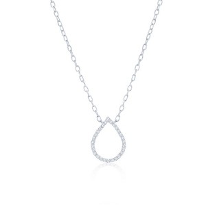 Diamonds D'Argento Sterling Silver Pearshaped Diamond Necklace - (28 Stones) - Silver - 16+2 Inch - 1 of 2