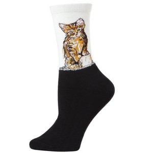 Memoi Women's Kitten Limited Edition Art Cotton Blend Crew Sock Light Gray 9-11 - 1 of 4
