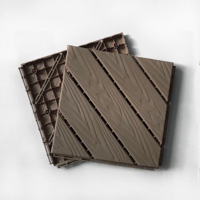 Vynxaria 36 Pieces of 12x12 Dark Gray Plastic Interlocking Tiles with Diagonal Stripes, Waterproof for Poolside, Balcony, Backyard, Patio
