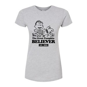 Women's - Peanuts - The Great Pumpkin Believer Fitted Graphic T-Shirt - 1 of 4