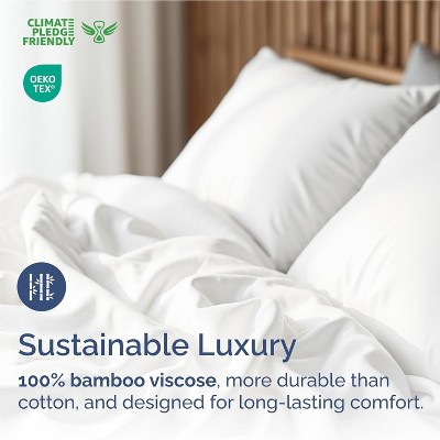 King White Bamboo and Polyester Deep Pocket Sheet Set