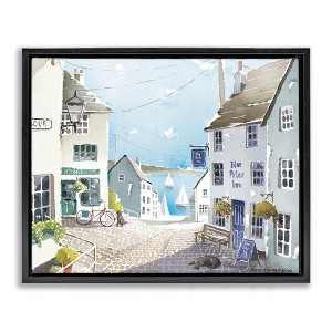 Stupell Industries Coastal Town Seaport Sailboats Floating Frame Canvas Art - 1 of 4