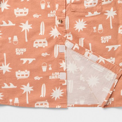 Cat & Jack Boys' Adaptive Woven Short Sleeve Printed Button-Up Shirt - Cat & Jack™ Brown M — фото 3