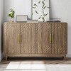 Lirago Vintage Sideboard Cabinet with Storage 55 Inch Large Accent Cabinet with 4 Doors Solid Wood Triangular Block Panels Nature - 3 of 4