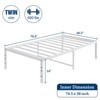 Lusimo 14 Inch Bed Frame Metal Platform Bed Easy Assembly Anti Slip White - 3 of 4