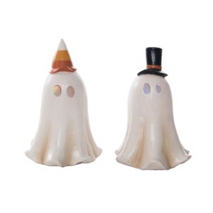Transpac Set of 2 Small Vintage Light Up Ghost Figurines - Halloween Decorative Objects for Spooky Home Decor - 1 of 3