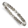 Chisel Stainless Steel 6mm Polished Grey Quartz Beaded Stretch Bracelet - 2 of 4