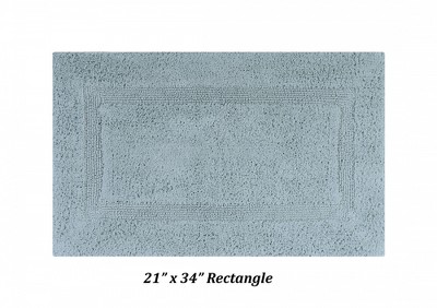 Luxurious Blue Cotton Tufted Reversible Bath Rug Set