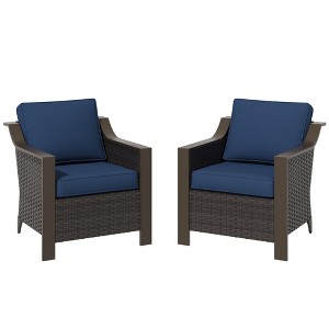 UPTION 2-Person Outdoor Patio Wicker Chair Set - 1 of 4