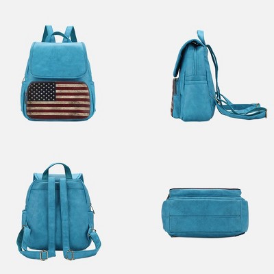 MKF Collection Patriotic Americana Backpack Bag – Fourth of July Vegan Leather Travel Backpack, Regina | MKF Collection by Mia K - Black — фото 5