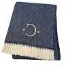 HomeRoots 55" X 70" Navy Blue And White Herringbone Cotton Blend C Initial Throw Blanket with Tassels And Embroidery - 4 of 4