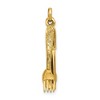 Black Bow Jewelry 14k Yellow Gold 3D Three Piece Flatware Pendant - 3 of 4