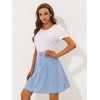 INSPIRE CHIC Women's High Waist A-Line Flared Pleated Above Knee Denim Skirt - 2 of 4