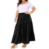 Agnes Orinda Women's Plus Size Elastic Waist High Rise Boho Flowy Casual A Line Maxi Skirts - 3 of 4