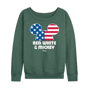 Women's - Disney - Americana Lightweight French Terry Wide Neck Long Sleeve Shirt - 1 of 4