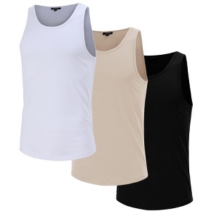 Men's 3 Pack Sleeveless Tank Tops Workout Shirt Quick Dry T-Shirts Casual Vest - 1 of 3