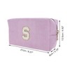 Unique Bargains Corduroy Rectangular Letter Makeup Bag Pink Purple 1 Pc - 2 of 4