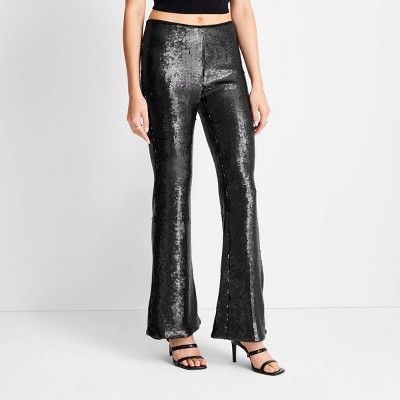 Women's High-Rise Sequin Full Length Flare Pants - Future Collective™ with Kahlana Barfield Brown Black