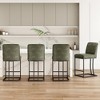 Infurnic Accent Chairs, Modern Upholstered Chairs Set with Sturdy Legs, Comfortable High Stool for Kitchen and Dining Room, Green, 15.5"*17.5"*35" - 3 of 4