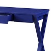 INFURNIC Desks Modern Writing Desk with 1 Drawer and X-Shaped Base for Functional and Stylish Workspace, Blue, 42.5"*19.5"*30.5" - 3 of 4