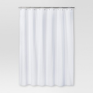 Woven Stripe Shower Curtain White - Threshold