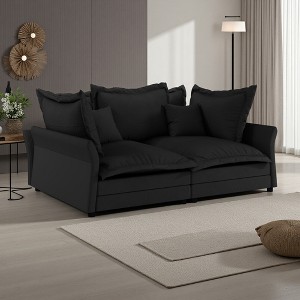 90.55" Velvet Cloud Sofa with Deep Seat & Plush Pillows - 1 of 4