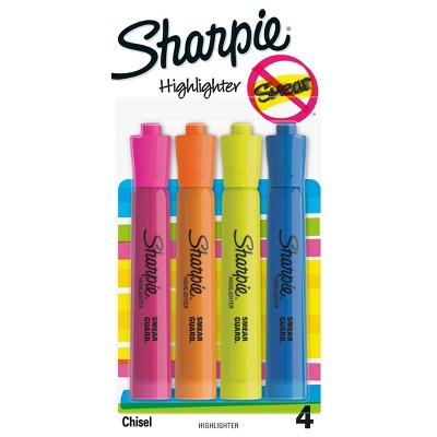 Sharpie 4pk Highlighters Smear Guard Chisel Tip Multicolored
