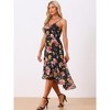 Allegra K Women's Floral Sleeveless V Neck Ruffle Hem Midi Sundresses - 2 of 4