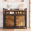 Furniture Dog Crate, Large Dog Crate Furniture with Drawers, 360° and Adjustable Raised Feeder, Wooden Dog Crate for Large Medium Dog Indoor - 2 of 4