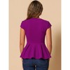 INSPIRE CHIC Women's Elegant Round Neck Cap Sleeve Solid Color Peplum Blouses - 4 of 4