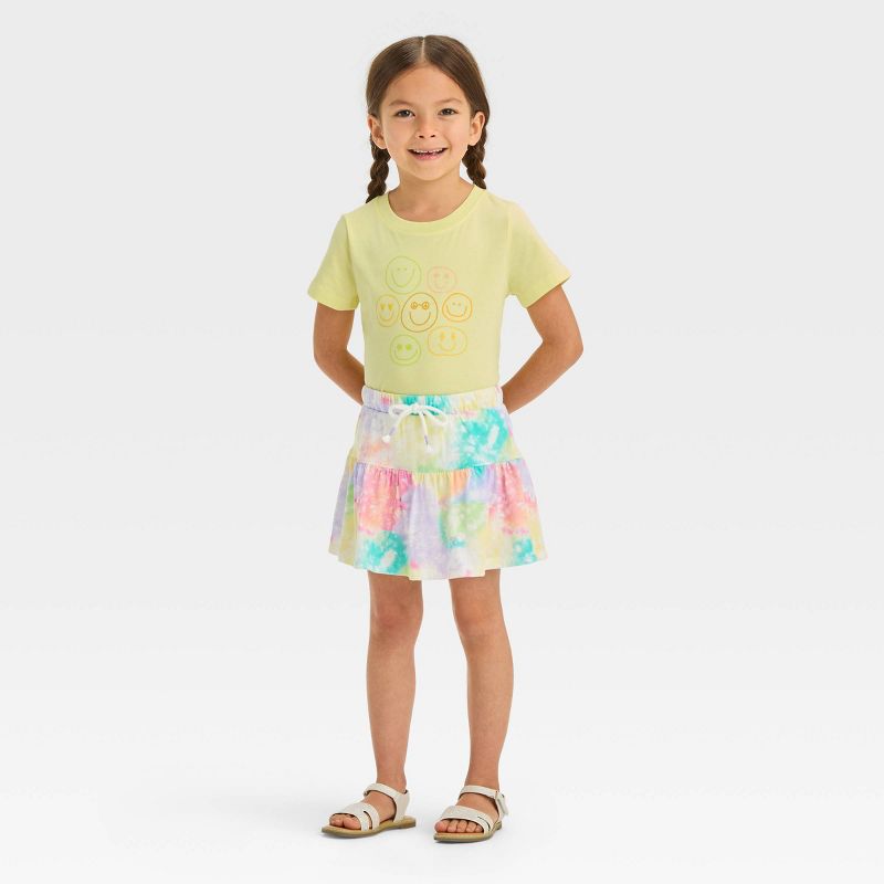 Toddler Girls' Smiles Short Sleeve T-Shirt - Cat & Jack™ Yellow, 4 of 5