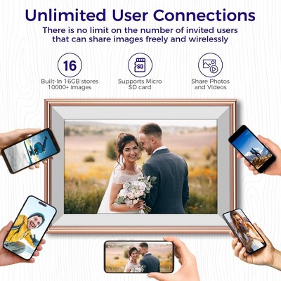 ELIME 10.1 Inch Rose Gold Aluminum WiFi Digital Picture Frame