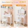 JOYMOR Luminous Unicorn Kids Vanity, 2-in-1 Toddler Vanity, w/Tri-Fold Mirror, 1 Drawer, Kids Vanity Table and Chair Set for Girls, Perfect Birthday - 3 of 4