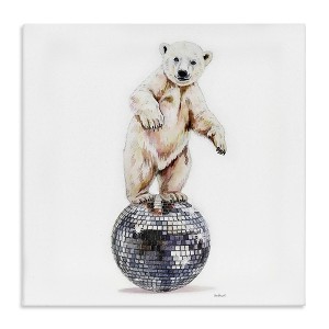 Stupell Industries Polar Bear on Disco Ball Canvas Wall Art - 1 of 4
