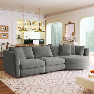 3 Seat Streamlined Upholstered Sofa Couch With Removable Back And Seat  Cushions And 2 Pillows-modernluxe : Target