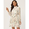 INSPIRE CHIC Women's Stand Collar Smocked Waist Sheer Sleeve Ruffle Layers Floral Chiffon Dress - 2 of 4