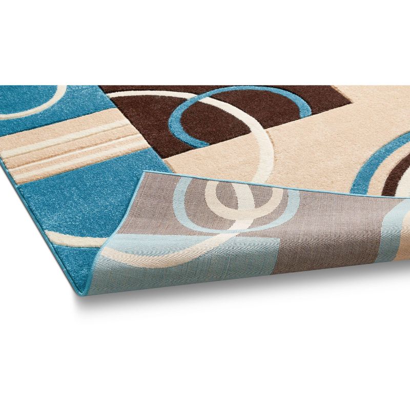 Echo Shapes Circles Modern Geometric Comfy Casual Hand Carved Abstract Contemporary Thick Soft Area Rug, 5 of 10