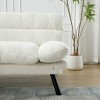 Okak Modern Sofa Bed Futon Couch with Thick Cushion, Convertible Small Sleeper Sofa Bed Loveseat Recliner for Small Apartments, living Room, White - 3 of 4
