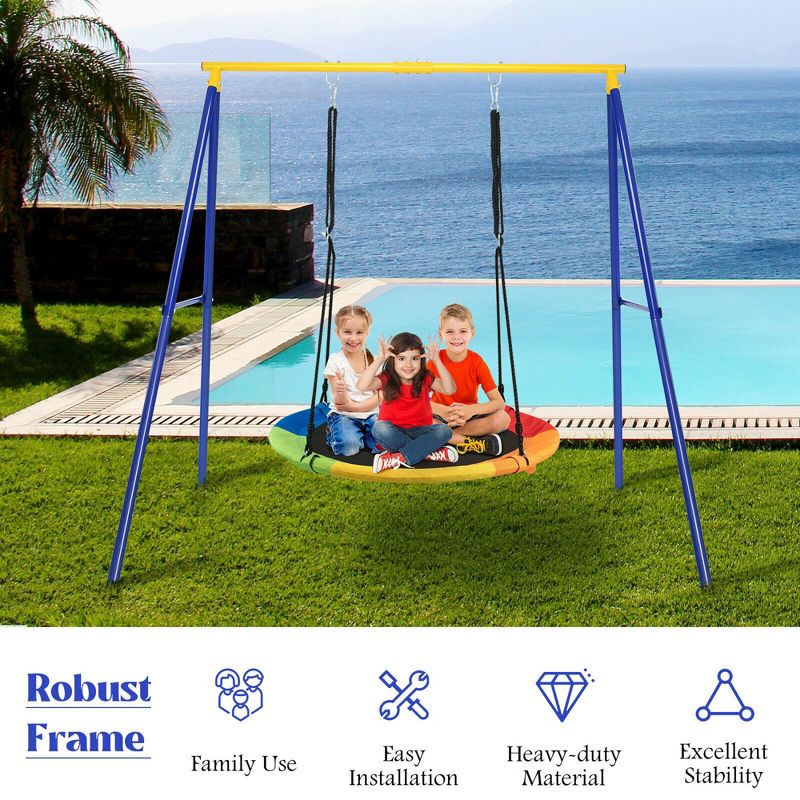Costway 40'' Flying Saucer Tree Swing Extra Large Heavy Duty A-Frame Steel Swing Stand, 4 of 11