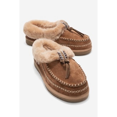 Noriel - Taupe Genuine Leather Moccasin Slipper (Women) | Forever & Always Shoes