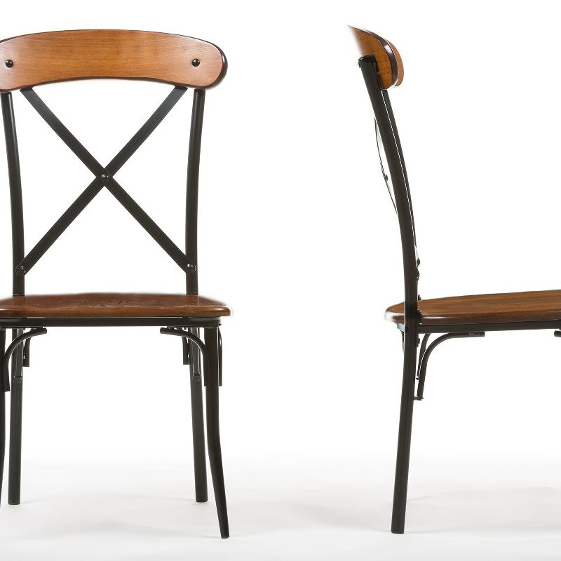 Set of 2 Broxburn Wood & Metal Dining Chairs Brown - Baxton Studio: Mid-Century Modern, Geometric Design, 1 of 4