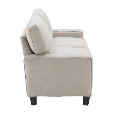 Light Gray Linen Track Arm Sofa with Removable Cushions