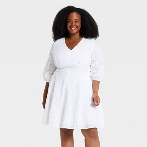 plus size white dress shorts white dress plus size Camille Mini Dress, in White Taffeta, Size: 2XL