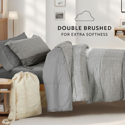 Becky Cameron 8PC Dorm Bedding Bundle, Patterned Comforter Set, Solid Sheet Set, Pillows, Laundry Bag - Becky Cameron, Forget Me Not Navy, Twin Extra Long — фото 5