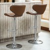 Faux Leather Airlift Swivel Adjustable Barstools, Set of 2 with Chrome Base, Footrest and Plush Cushions for Kitchen, Bar, and Dining - 2 of 4