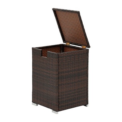 Dark Brown Wicker Propane Tank Cover Table